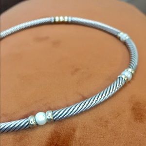 David Yurman Pearl & 14K Gold Cable Necklace
